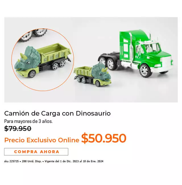 camión de carga con dinosaurio